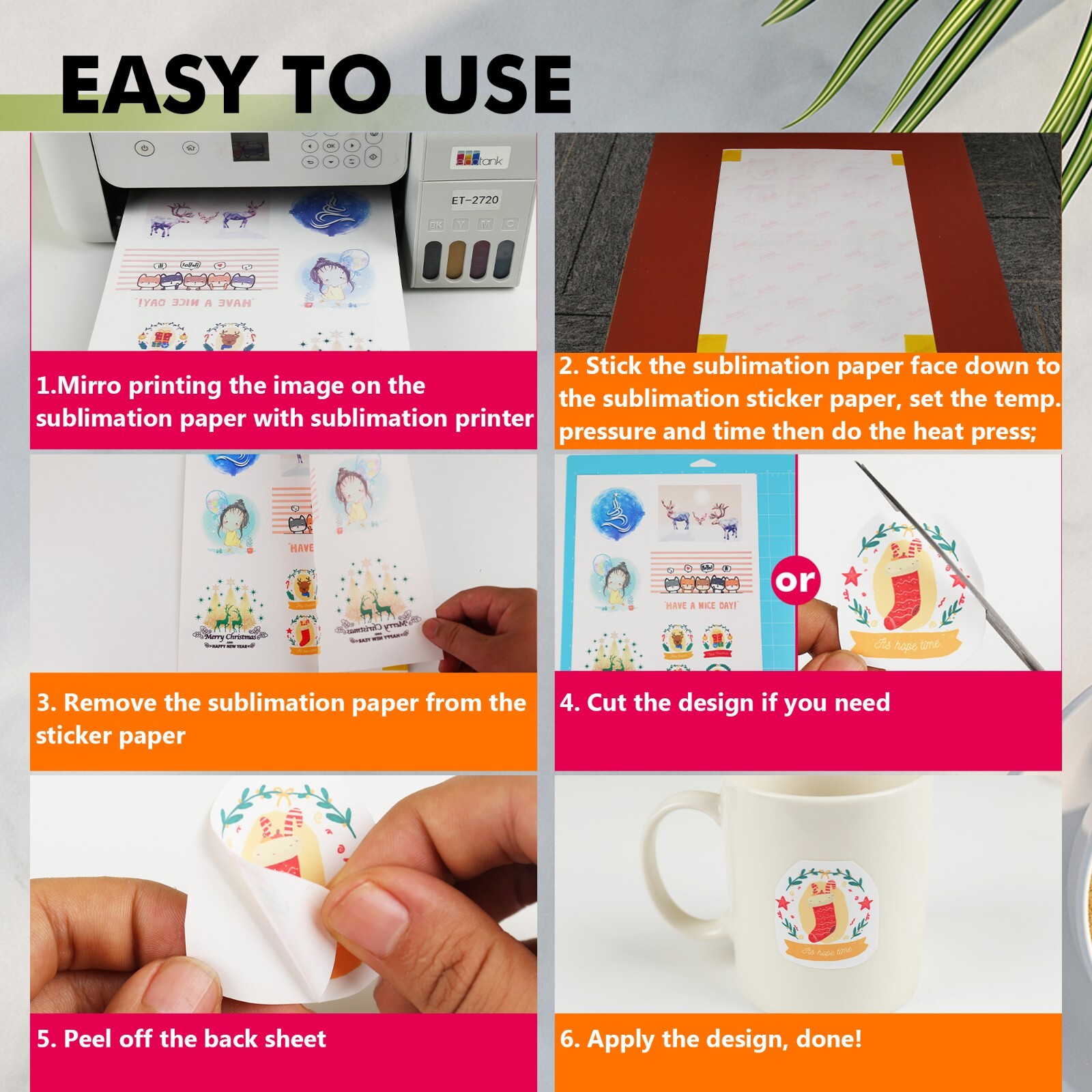 Lot 10-50 Koala Glossy White Sublimation Sticker Paper Waterproof Vinyl 8.5×11