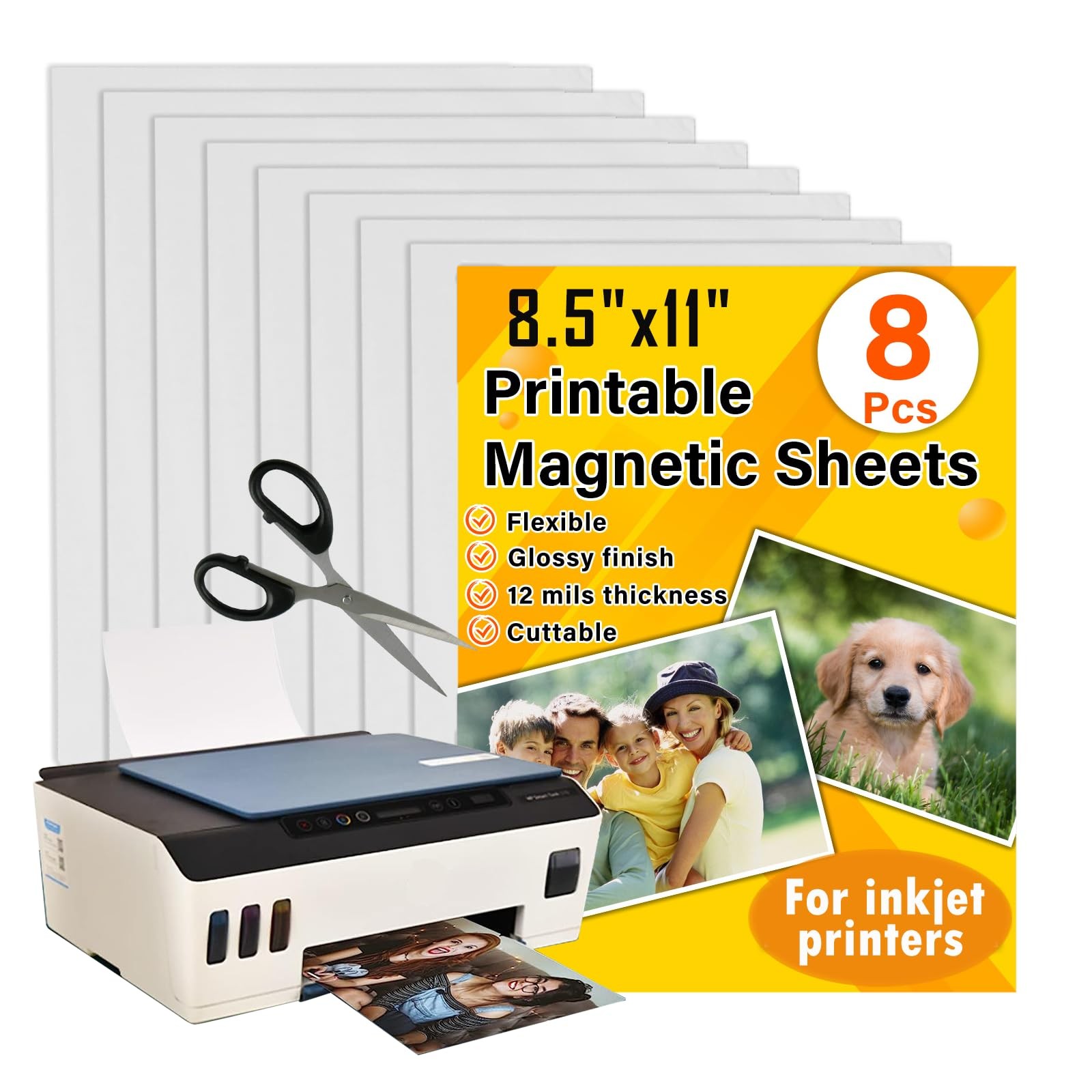Printable Magnetic Sheets 8.5×11 Inches for Inkjet Printers, 8 Sheets Glossy …