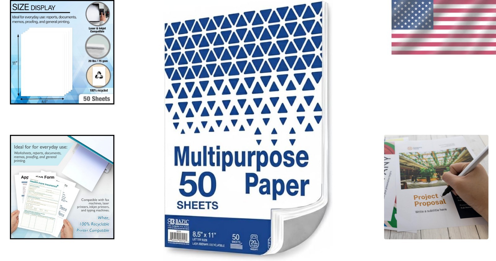 High Brightness 20lb 8.5×11 Multipurpose Paper for Clear Printing – 50 Sheets