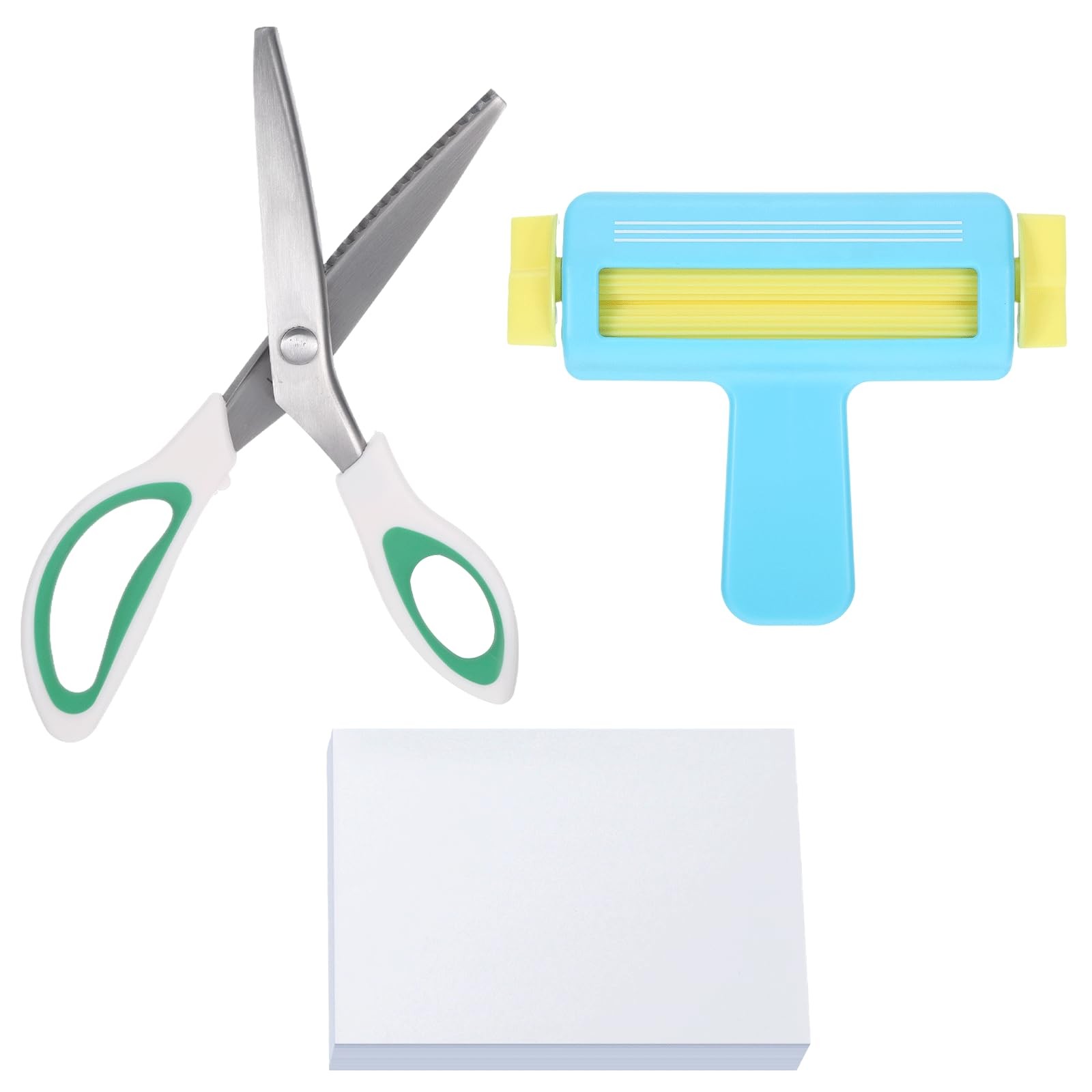 Blue Paper Crimper and Green Pinking Shears Kit with 100 Sheets Glossy Inkjet…