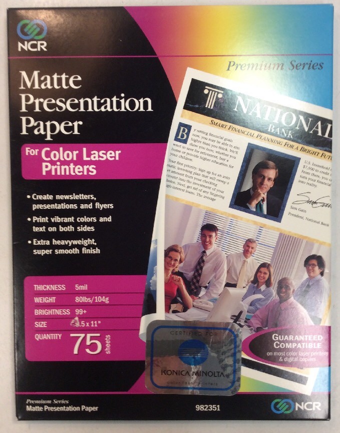 NCR Matte Presentation Paper For Color Laser 65 Sheets UsedOfficeShop.com