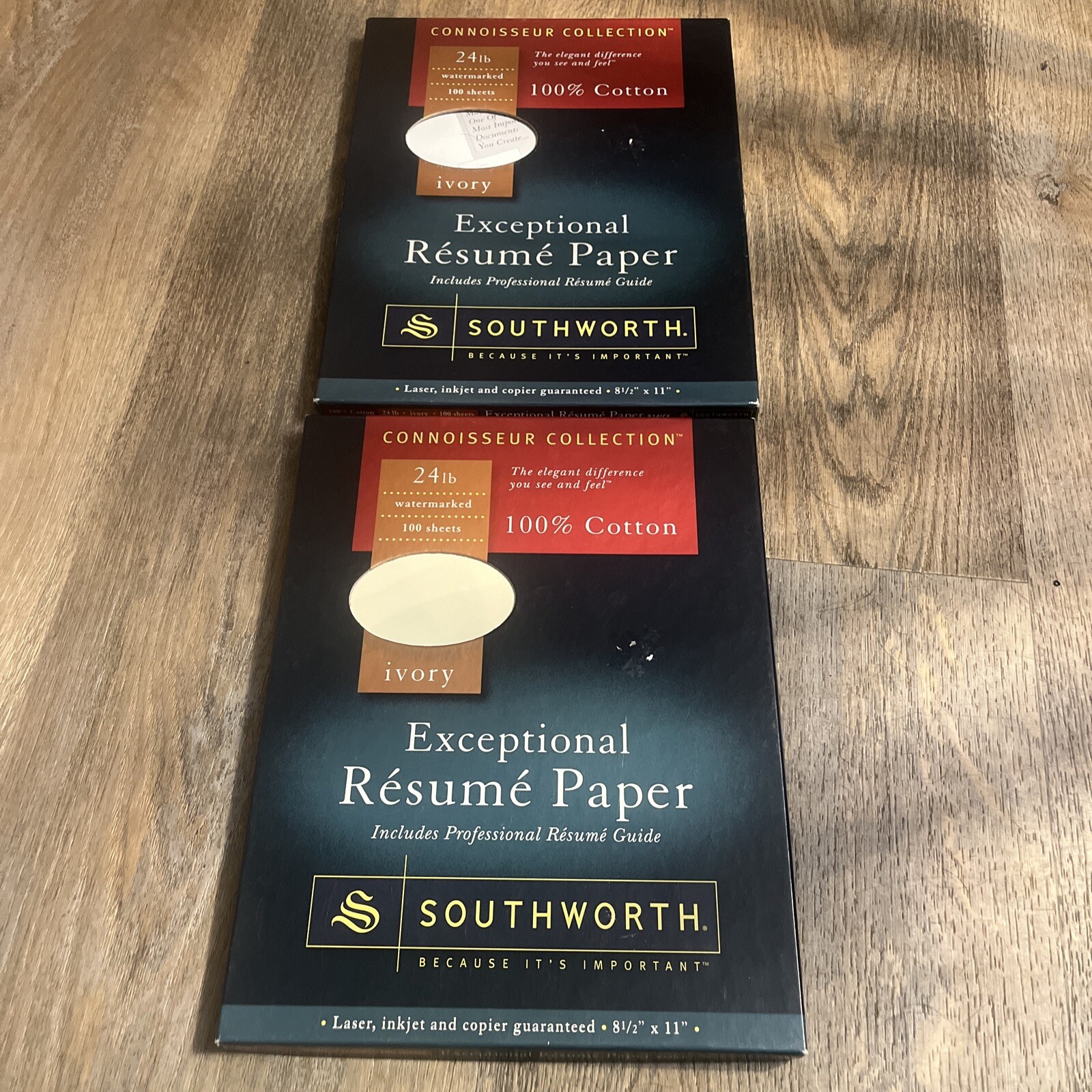 2 Boxes Southworth 100% Cotton Resume Paper Ivory 24 lbs 8.5×11″ 100/Box R14ICF