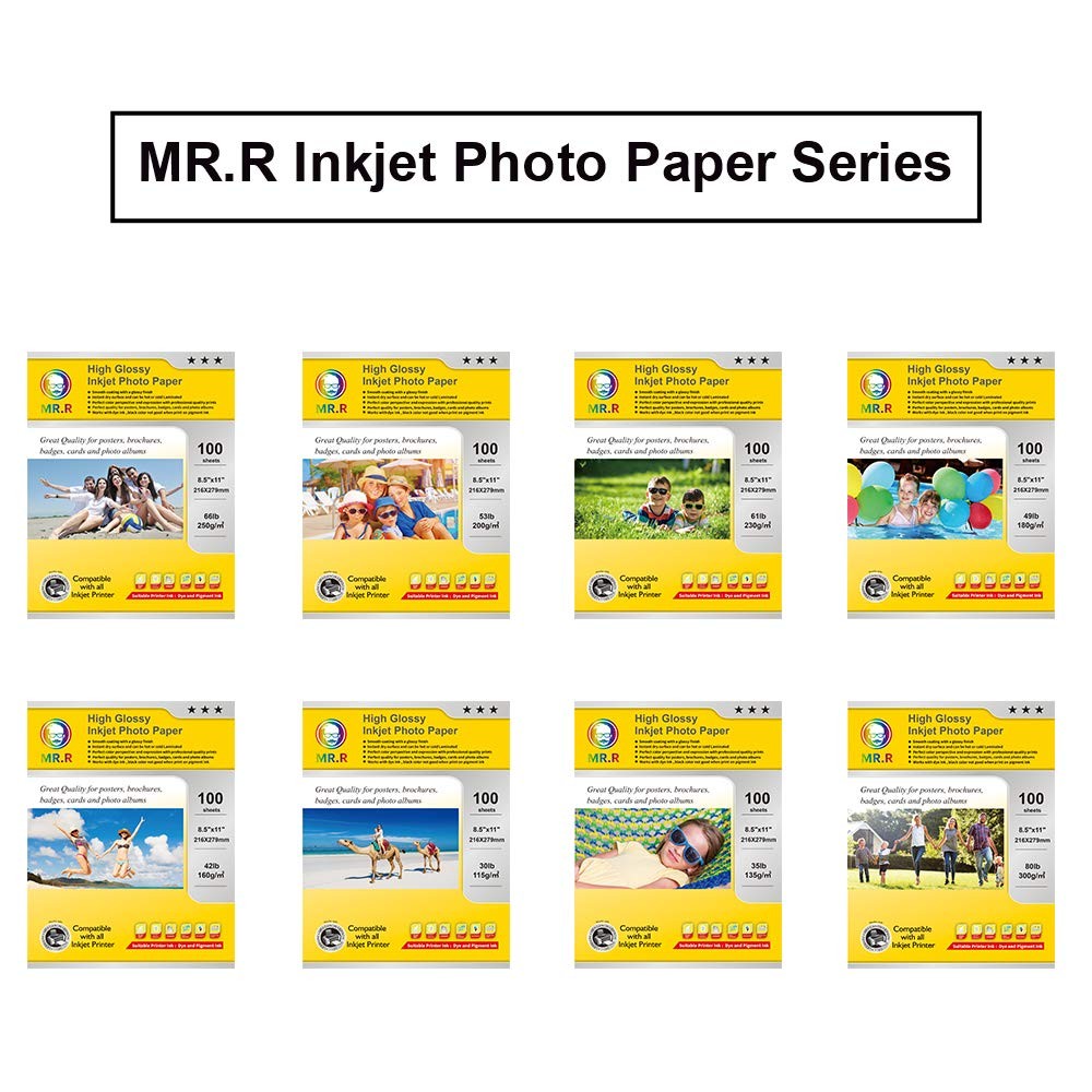 100 Sheets 8.5×11 Inch Single Sided High Glossy Photo Paper 30LB Inkjet
