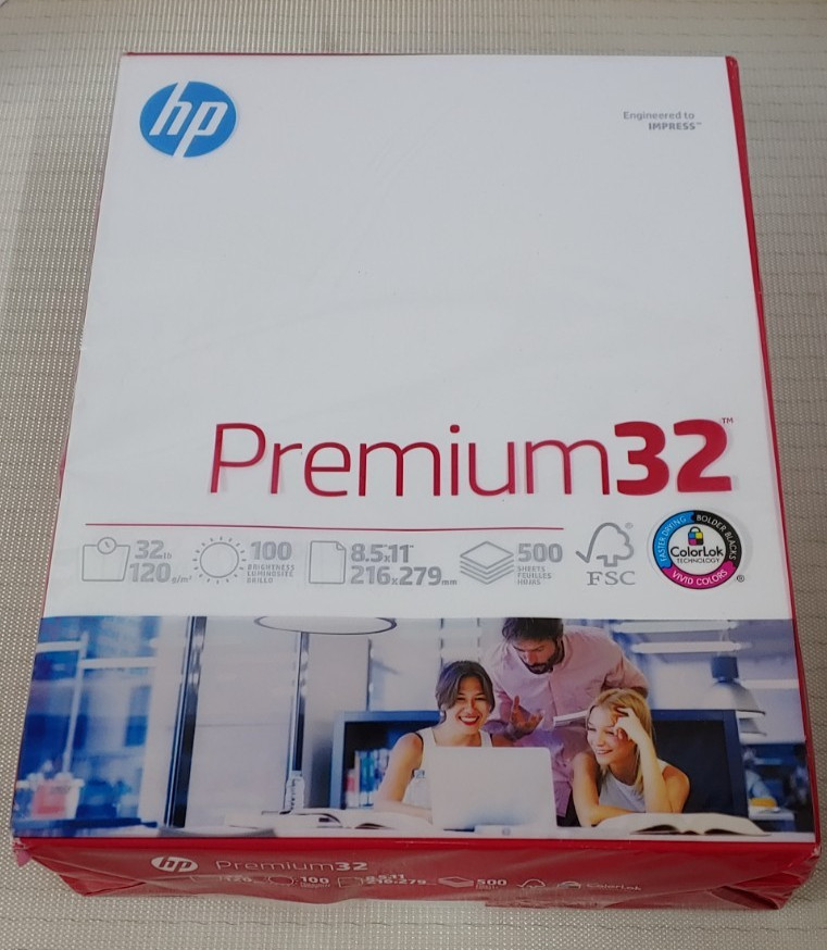 HP Papers Premium 32 Copy Paper, 100 Bright, 8.5″ x 11″, White, 500 Sheets/Ream