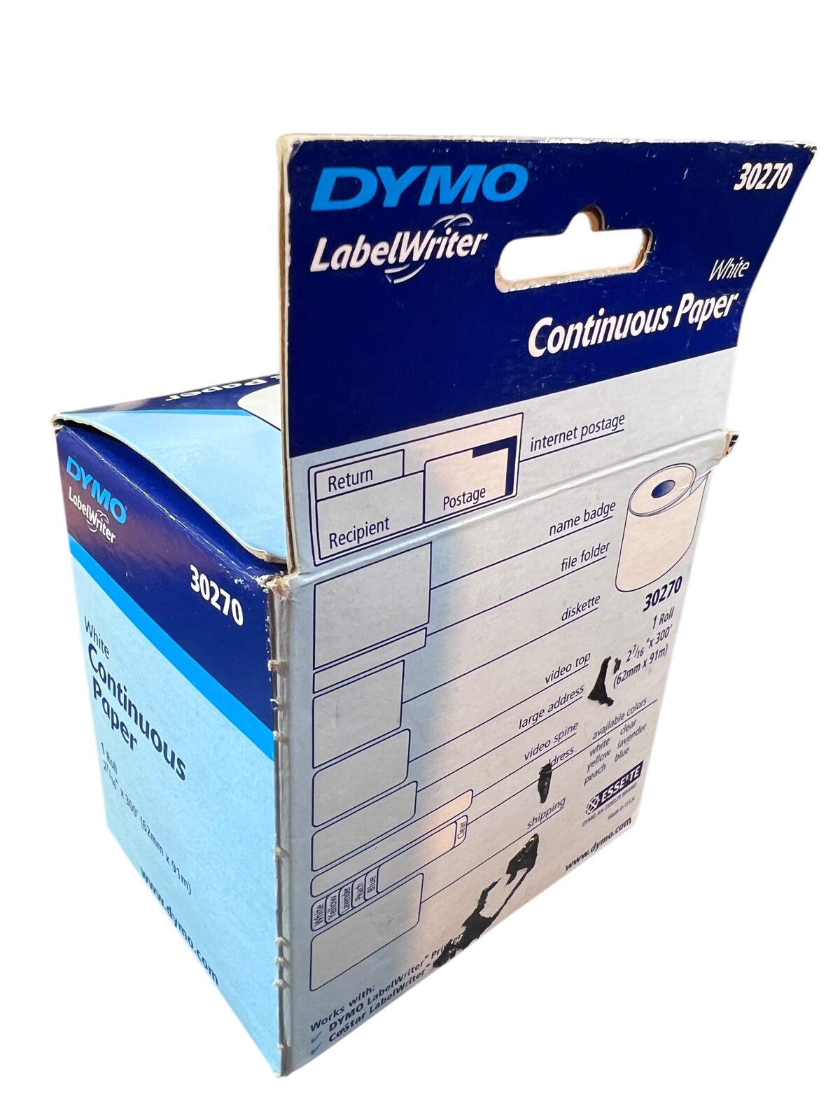 Dymo LabelWriter Continuous Roll Receipt Paper, 2.25″ x 300 ft, White 30270