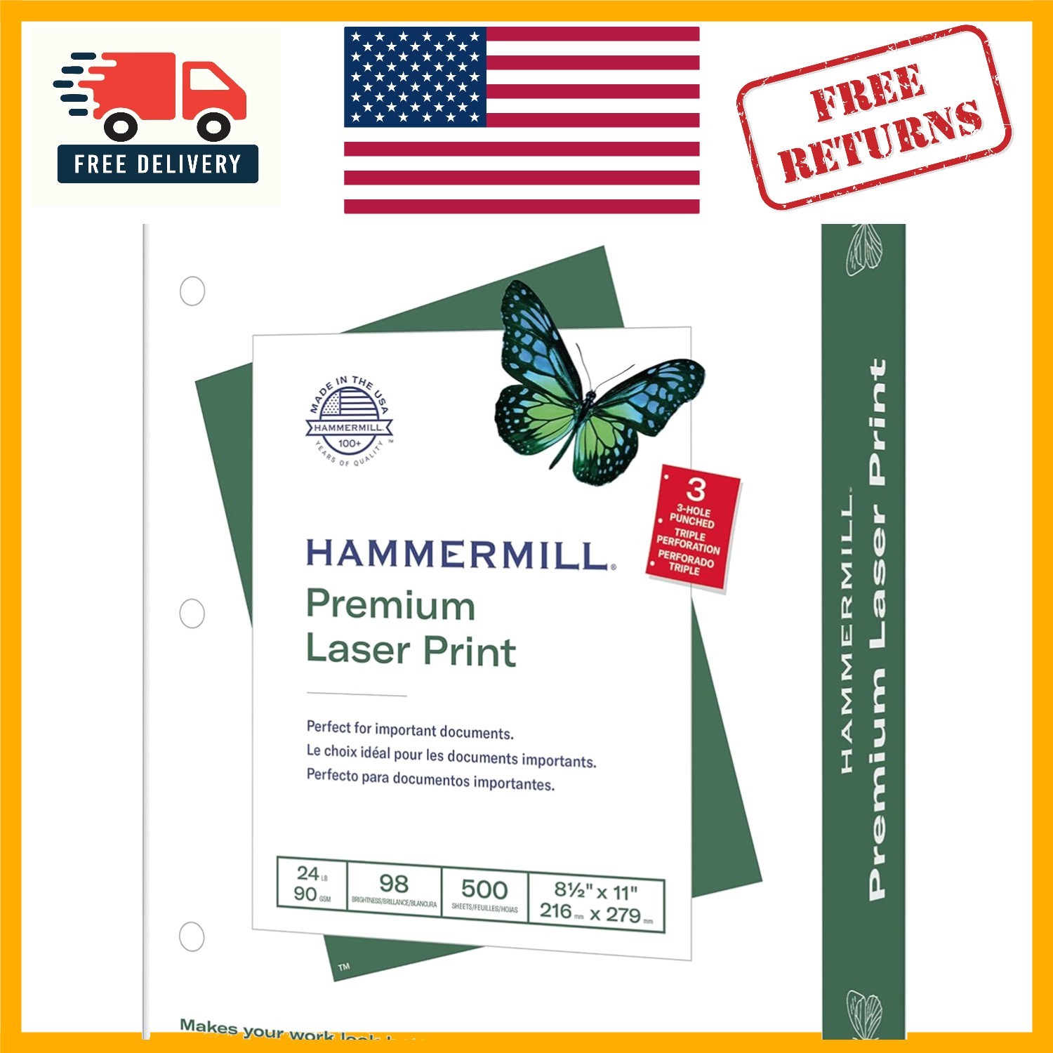 Sustainable 24 lb Copy Paper | 8.5 x 11 | 3 Hole | 500 Sheets – Sharp Prints