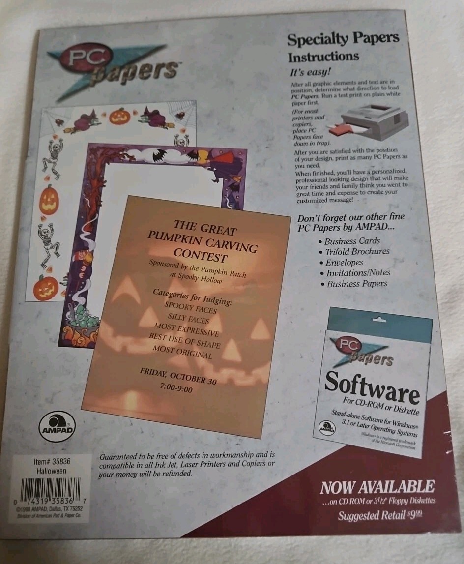 Vintage Pc Printer Paper Speciality Halloween Paper 60 Sheets Heavyweight U.S.A