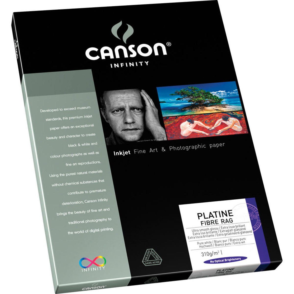 Canson Infinity Platine Fiber Rag Smooth Satin Paper, 310gsm, 15.6mil, 13×19″, 2