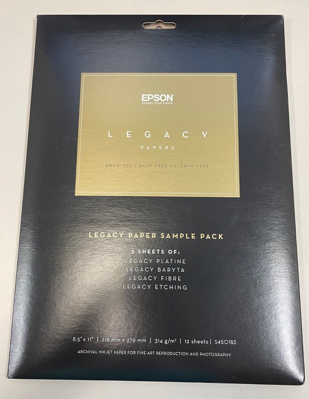 Epson Legacy Papers Pack 8.5″x11″ 12 sheets, Platine, Baryta, Fibre, Etching NEW