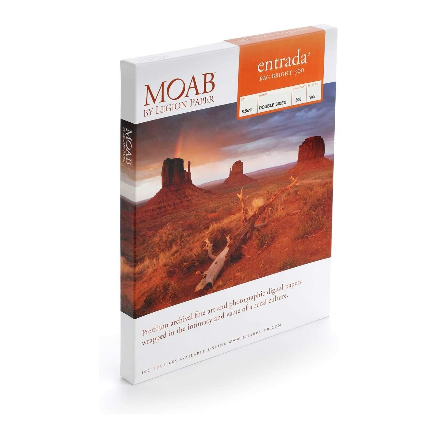 Moab Entrada Rag Fine Art, 2-Side Bright White Matte Inkjet Paper, 22.5 mil, 30