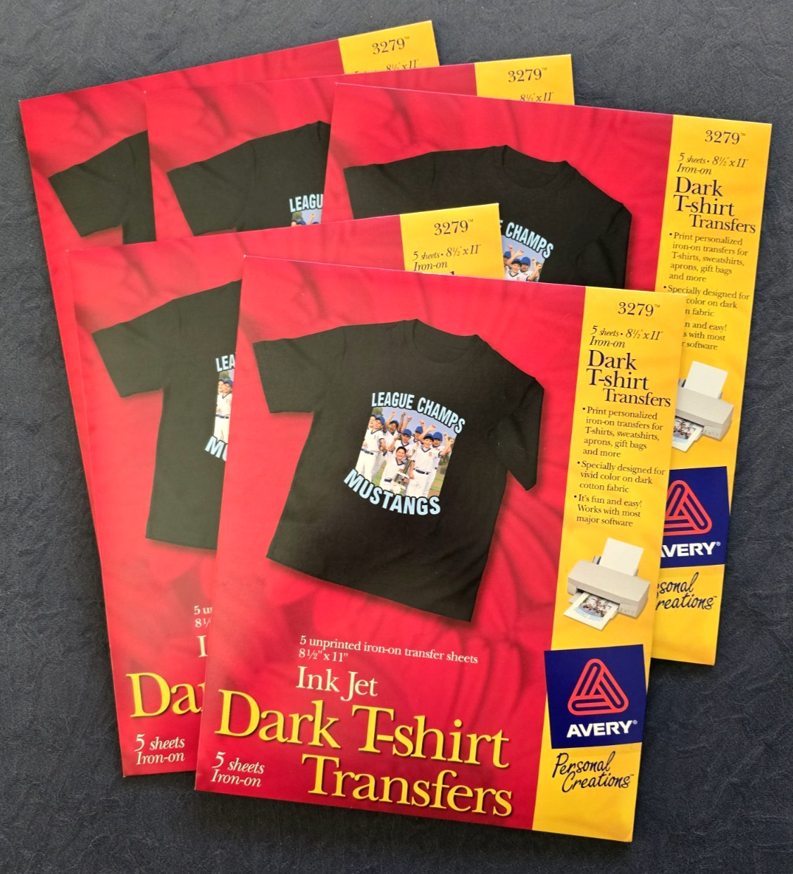 Avery Printable Dark T-Shirt DIY Transfers #3279 (5 Sets) – 25 Blank Sheets