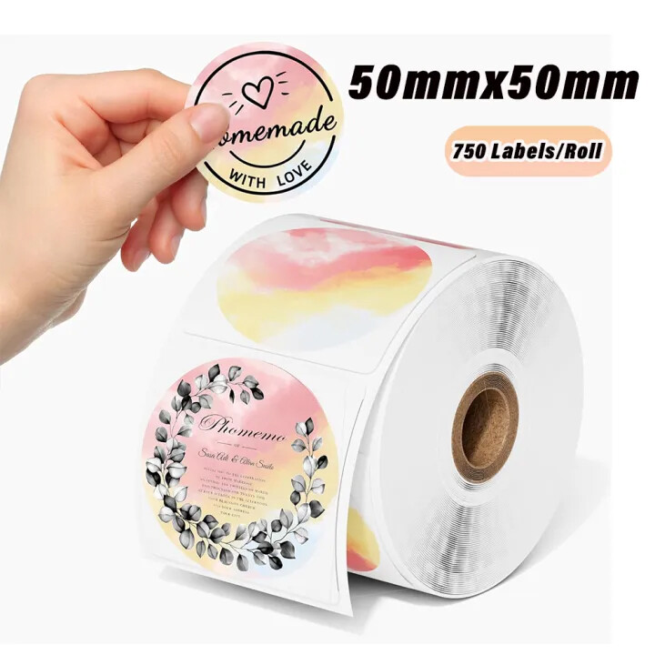 2″ Circle Gradient Color Round Thermal Labels DIY Logo Design For PM-241BT