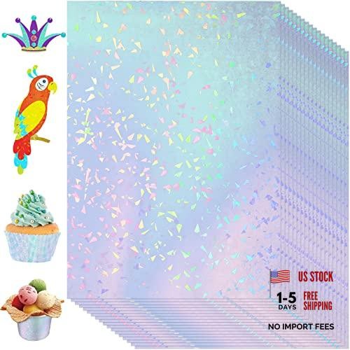 72 Sheets Holographic Sticker Paper – Transparent Holographic A4 Vinyl Gem