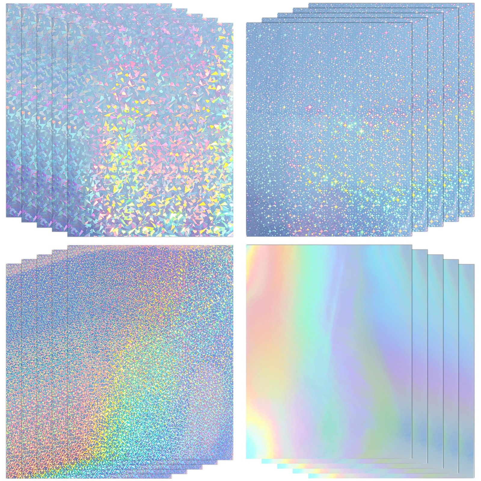 Koala Holographic Sticker Paper for Inkjet & Laser Printers, 20 Sheets Printable