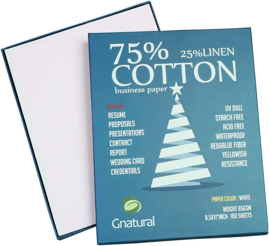 75% cotton 25% linen paper85gsm inkjet printing paper8.5×11 white color get