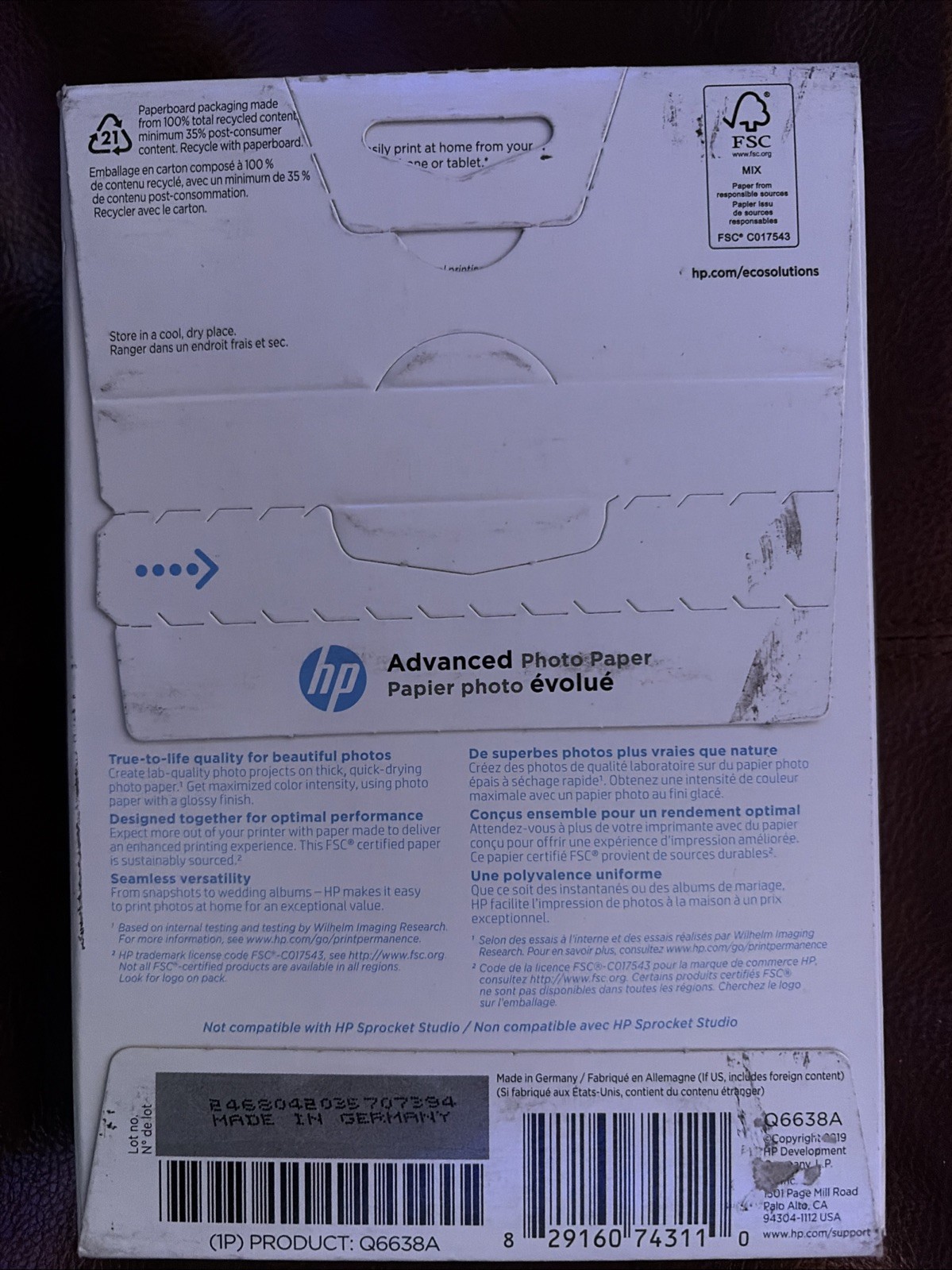Hewlett Packard Q6638A 4 x 6 inch Glossy Printer Paper – 100 Sheets