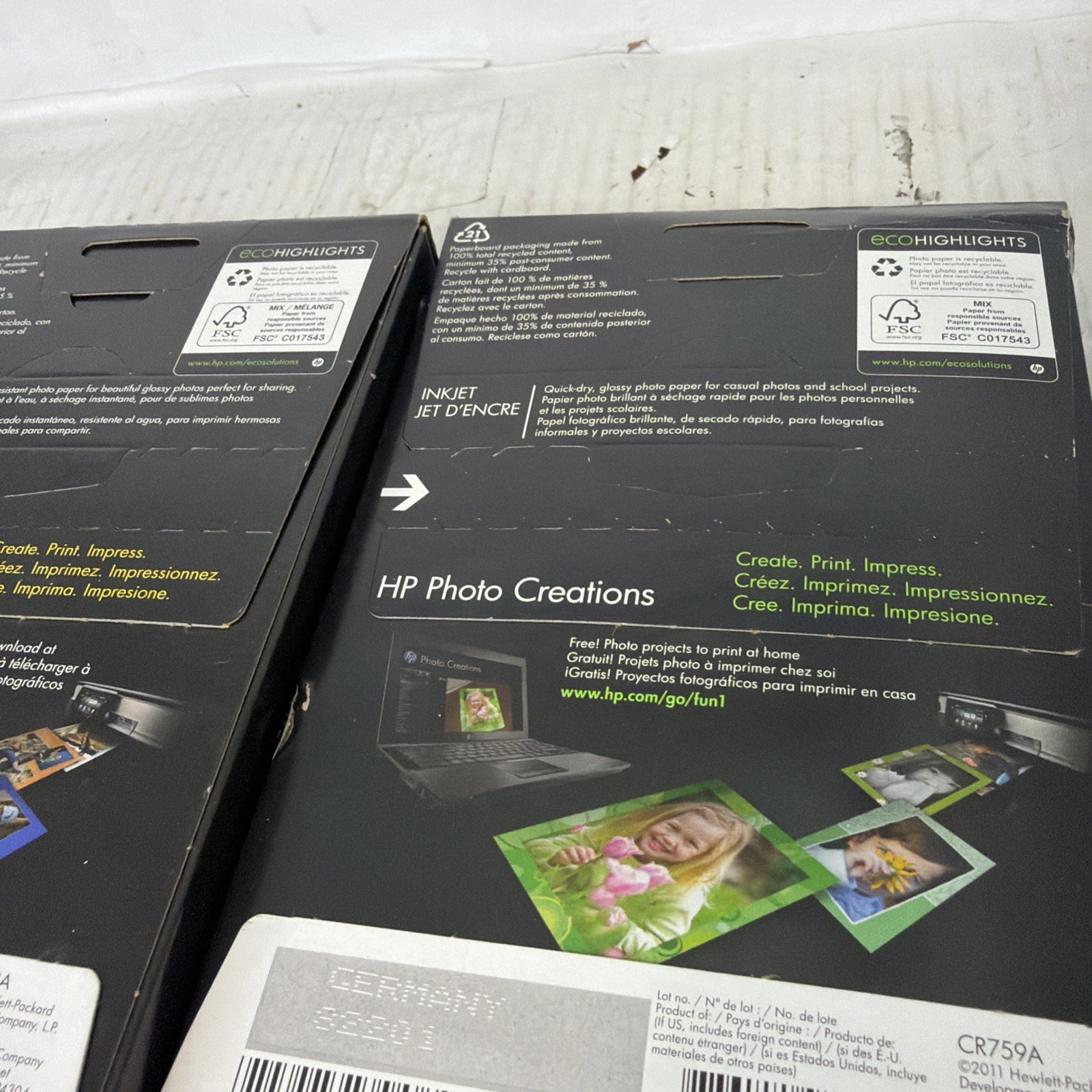 HP Advanced & Everyday Photo Paper 100 Sheets 4×6 Glossy CR759A & Q6638A Sealed