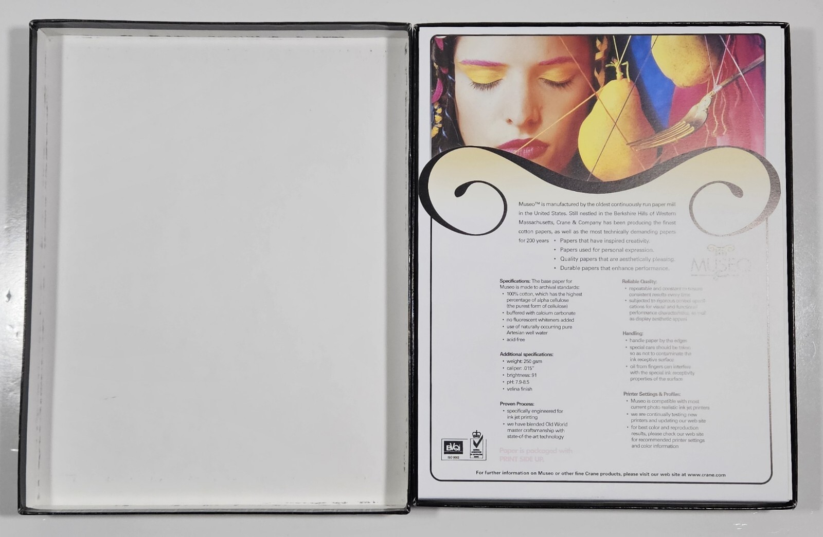 MUSEO 250 gsm, 100% Cotton, 8 1/2 x 11 Bright White Acid Free Velina Paper