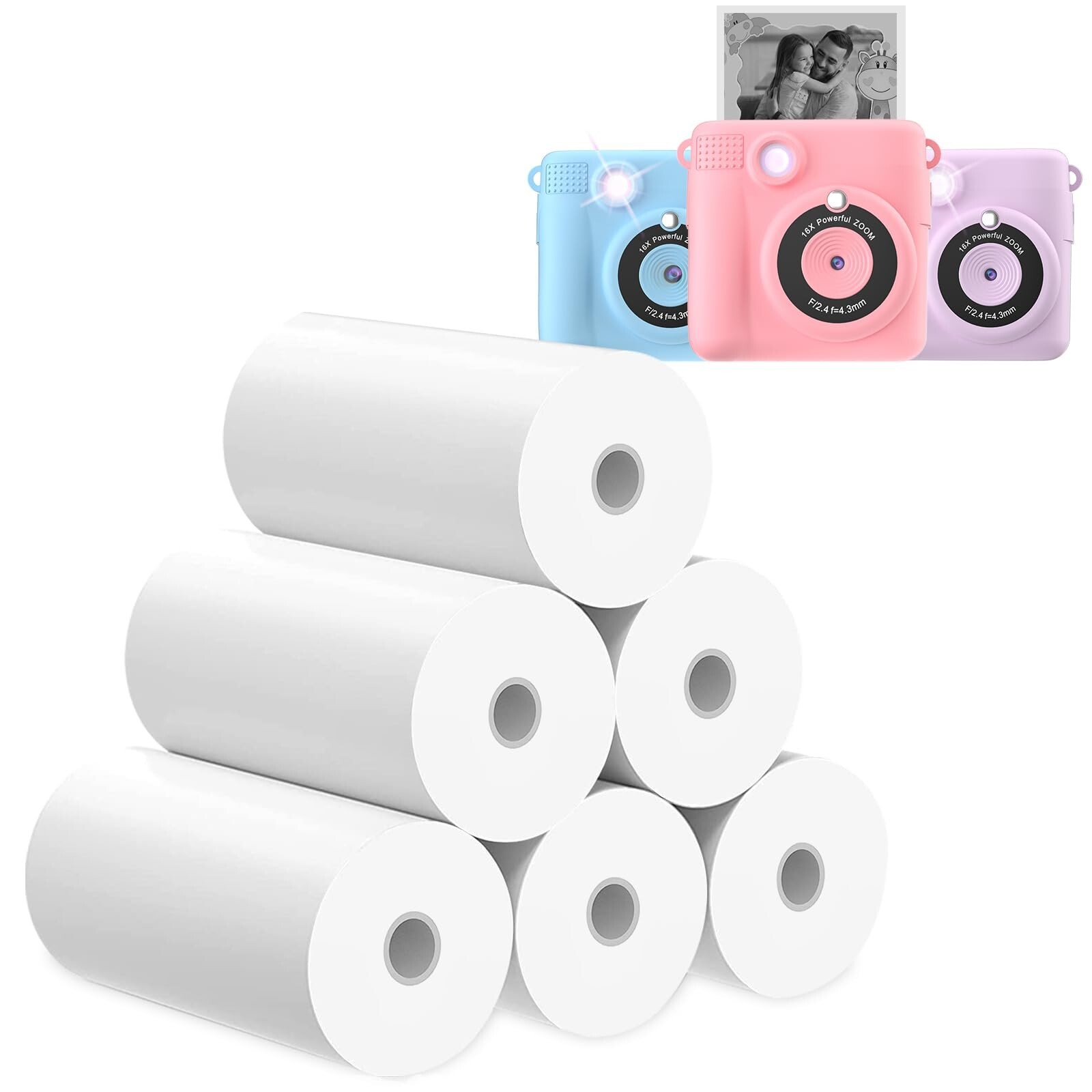 Printer Paper,6 Rolls for Kids Instant Print Camera,HD Printing Thermal Print…