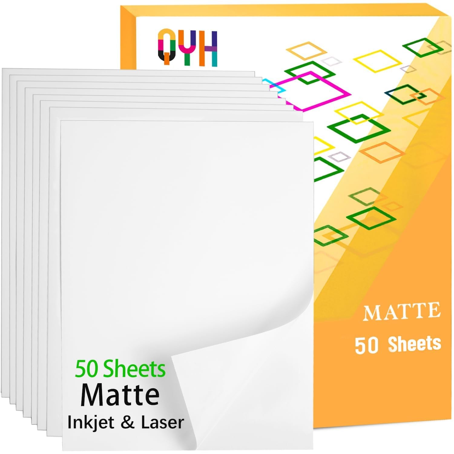 QYH Premium Printable Vinyl Sticker Paper – 50 Matte White Waterproof Decal P