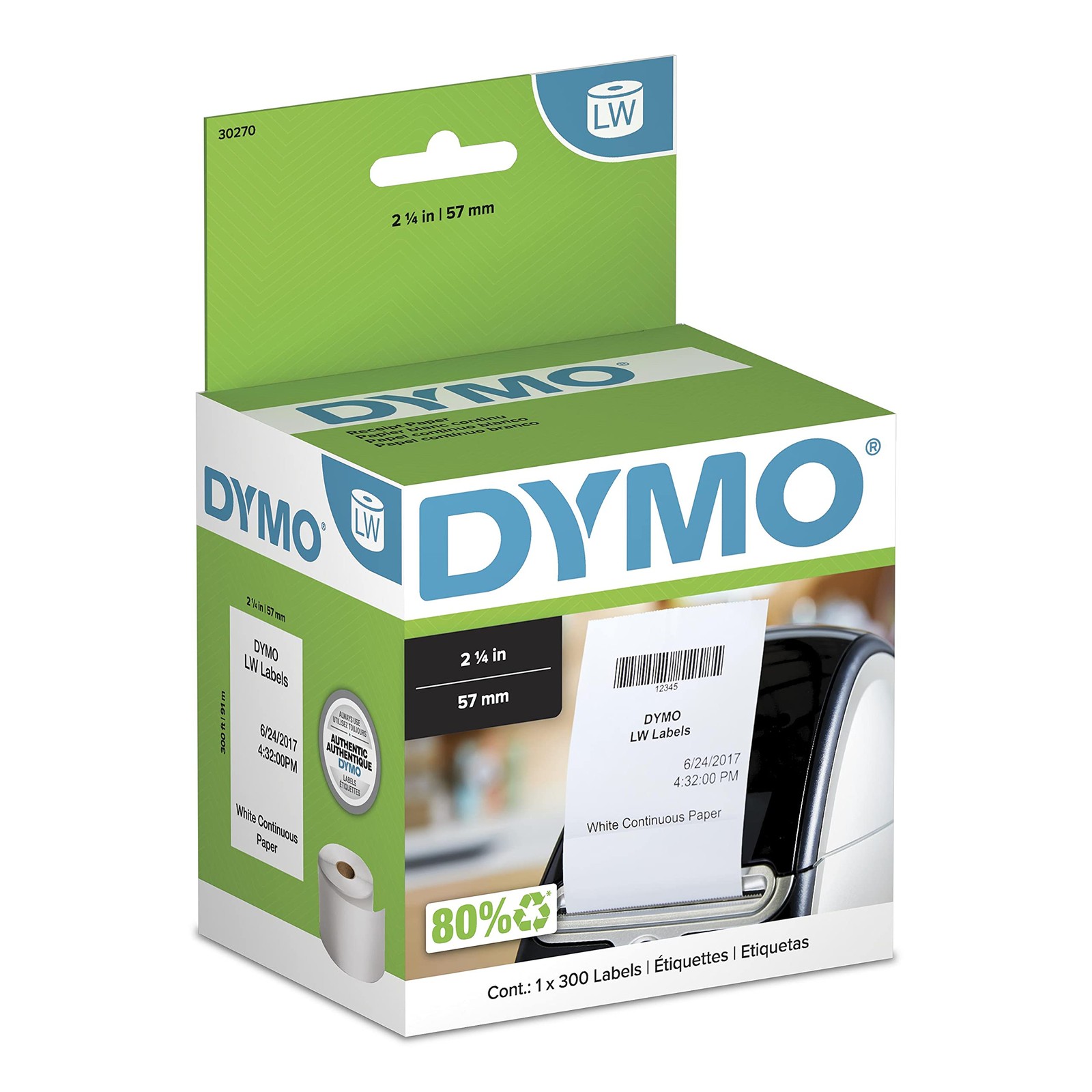 DYMO LW Continuous Labels 2 1/4 inch x 300 feet for LabelWriter Printers