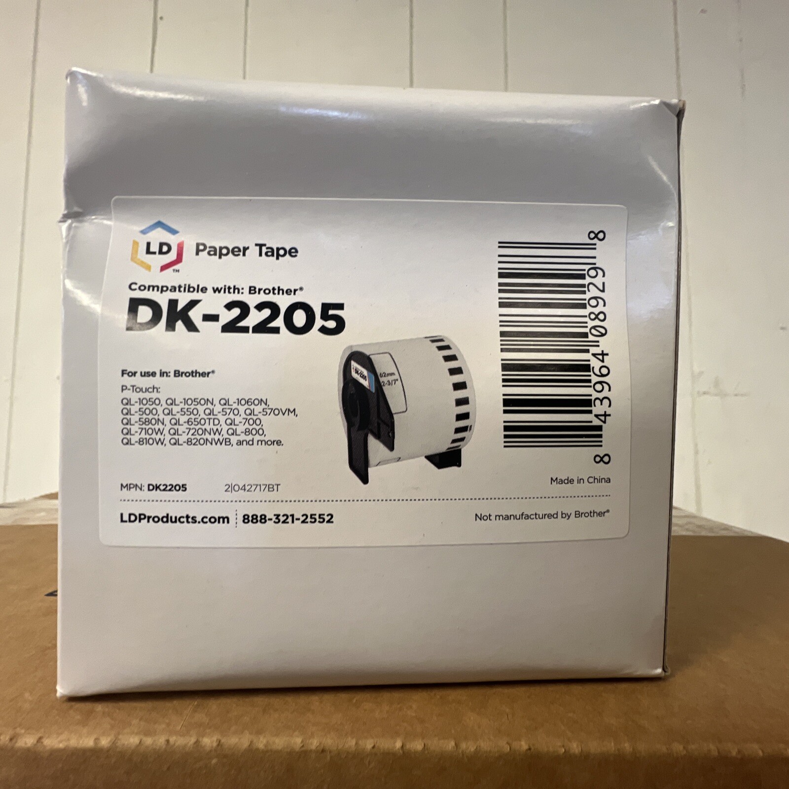 Lot of Ten (12) New Rolls LD Compatible Brother DK-2205 White Paper Tape