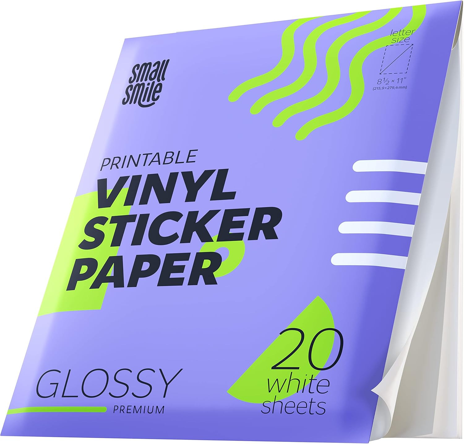 Premium Printable Vinyl Sticker Paper for Inkjet Printer and Laser – 20 White Gl