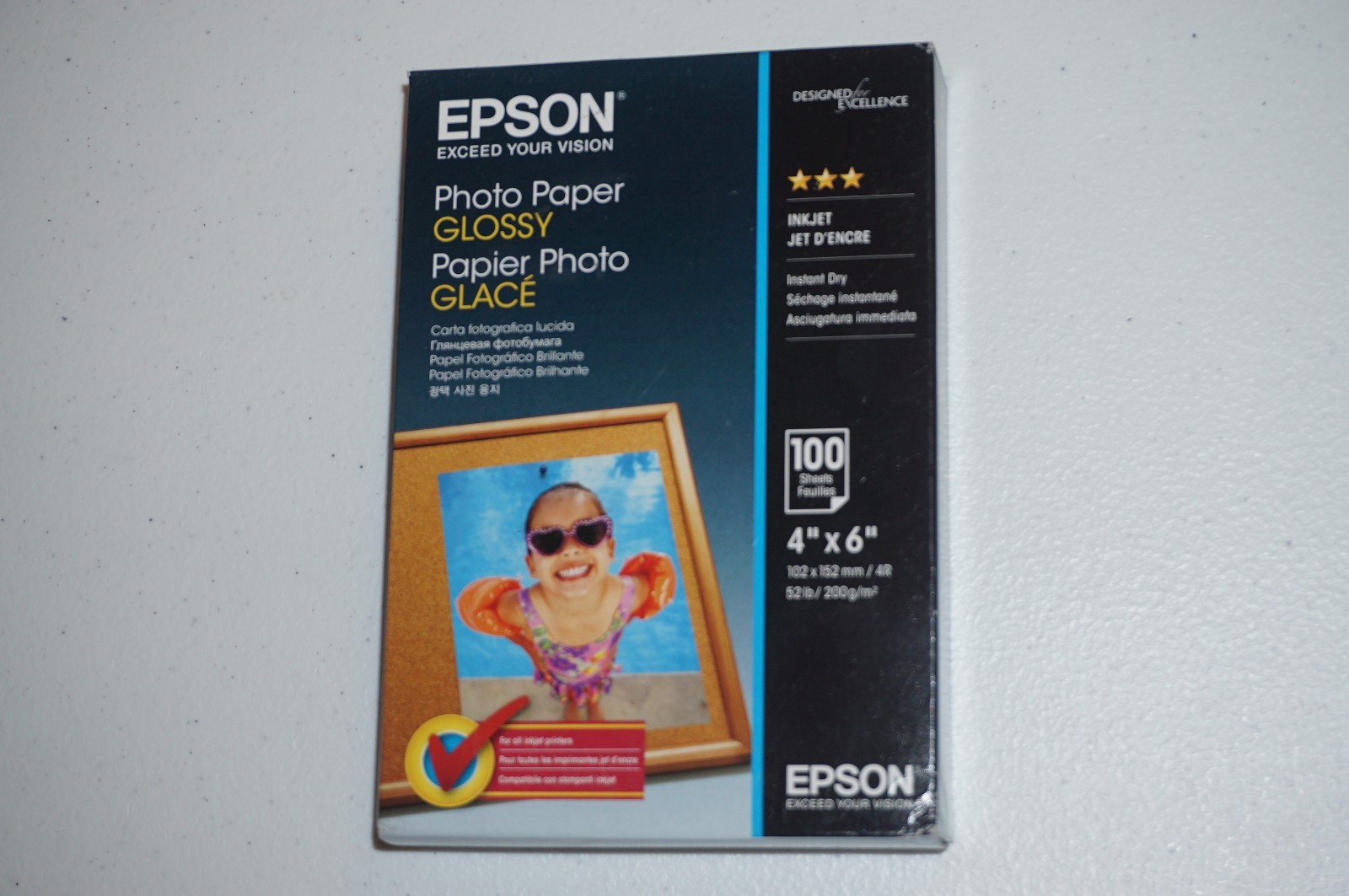 Epson Inkjet Glossy Photo Paper (4×6″), 100 Sheets #S042038
