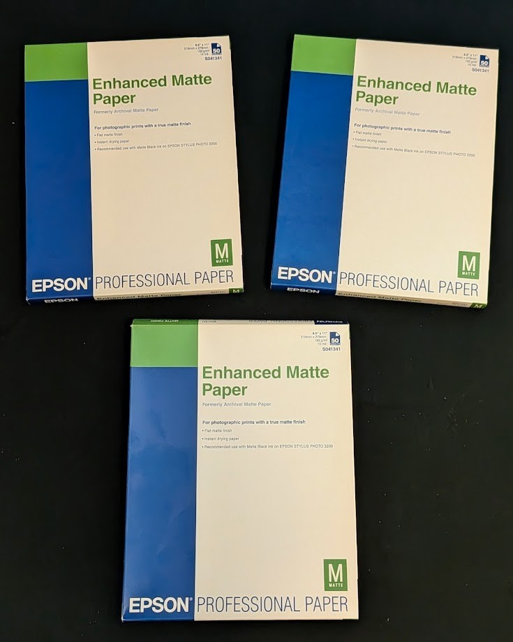 Epson S041341 Enhanced Matte Printer Paper 50 Sheets Lot of 3 – 2 full/1 partial