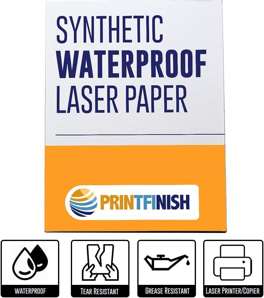 Printfinish Synthetic Laser Paper 8.5″ x 11″ 8.5 x 11 | 8 MIL inches