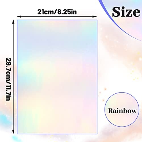 60 Sheets Holographic Laminate Sheets Clear Glitter A4 Size Vinyl Rainbow