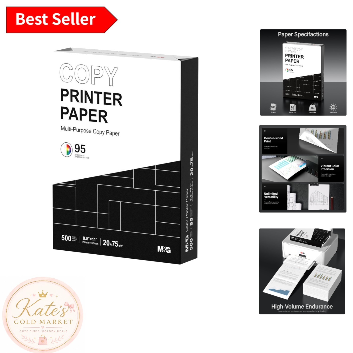 8.5×11 Jam-Free Printer Paper, 20lb Weight – Ideal for Bright, Clarity Printing