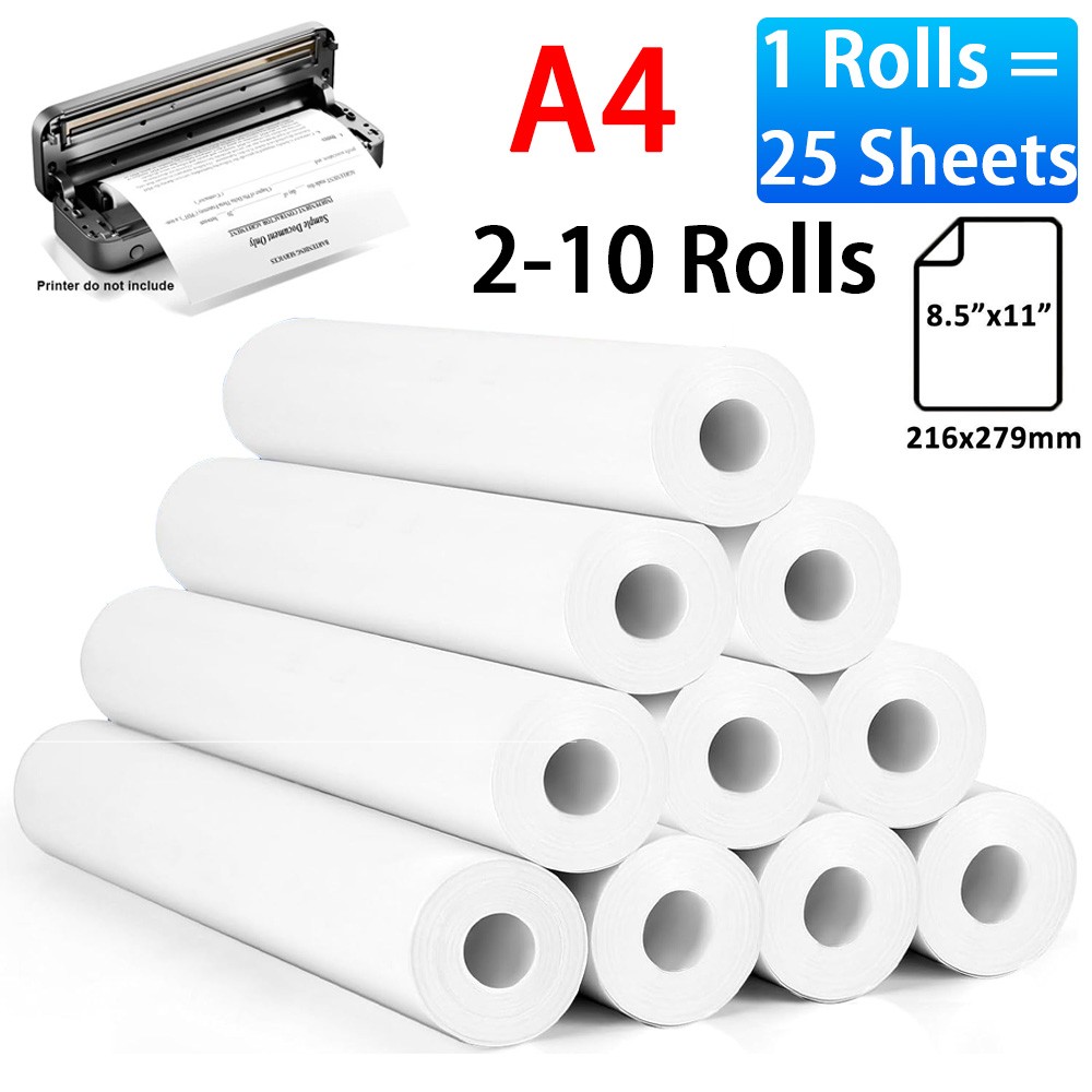 2-10 Rolls Thermal Printer Paper 8.5″x11″ US Letter Size Quick-Dry for M08F M832