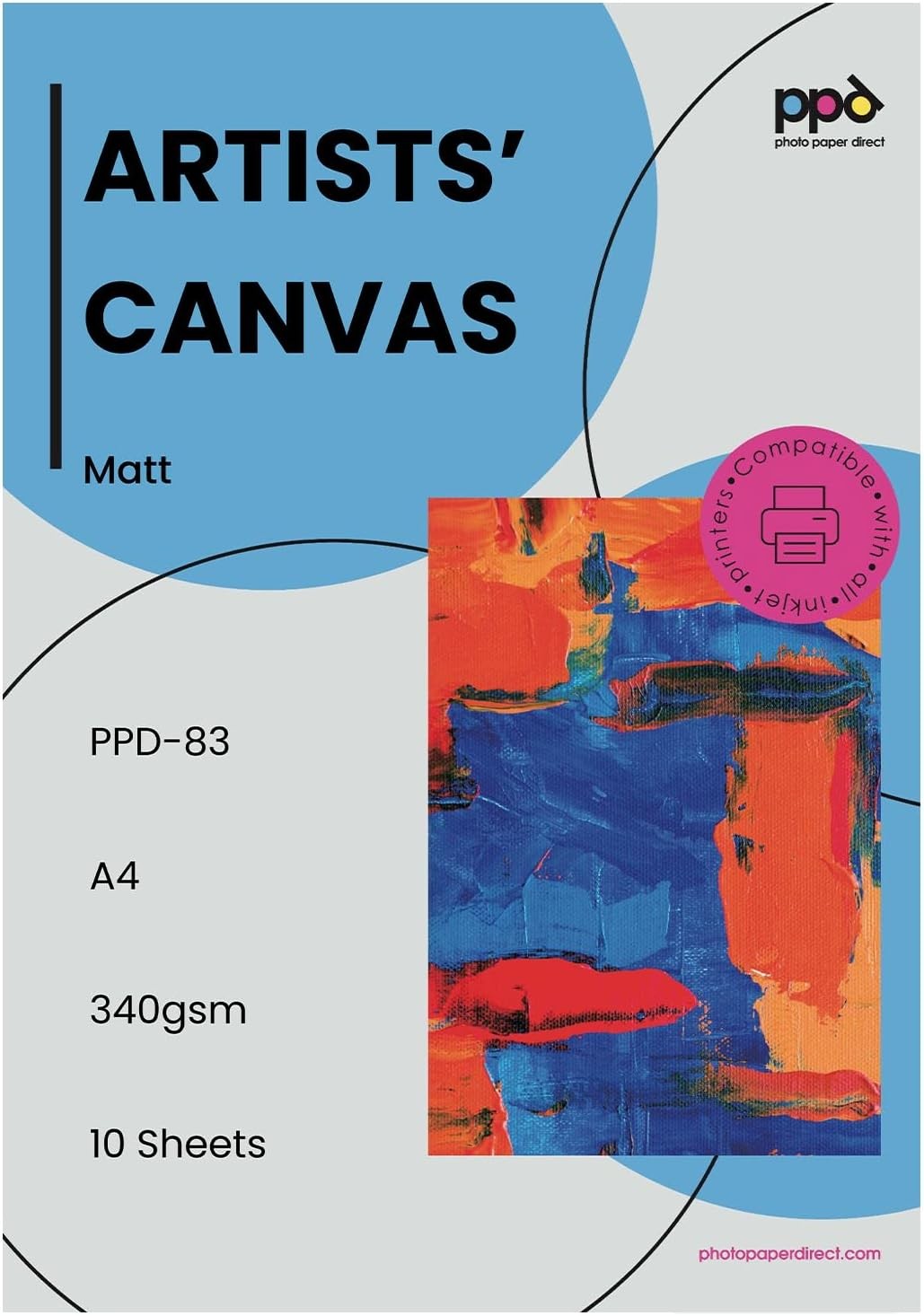PPD Printable Canvas Fabric Sheets 8.5×11 Inkjet Printer Paper 100% Cotton 10 Pa