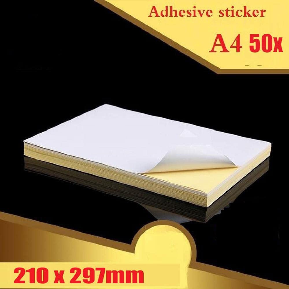 A4 Matte Sticker , 50 Pcs Adhesive Sticker Label for Printer, White Matte, Dr…