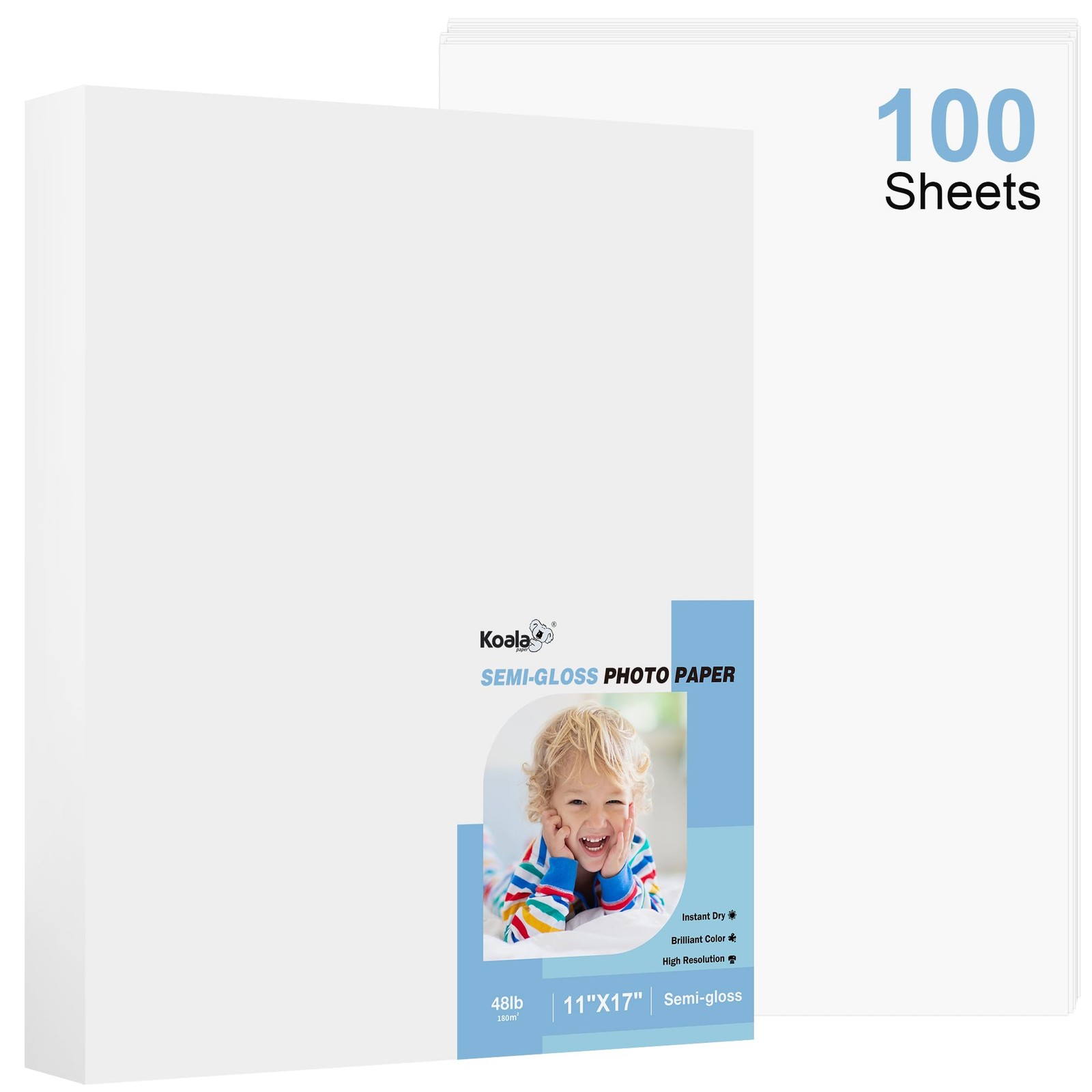 100 Sheets Koala SemiGloss Photo Paper 11×17 Inch Inkjet Laser 48LB 180gsm