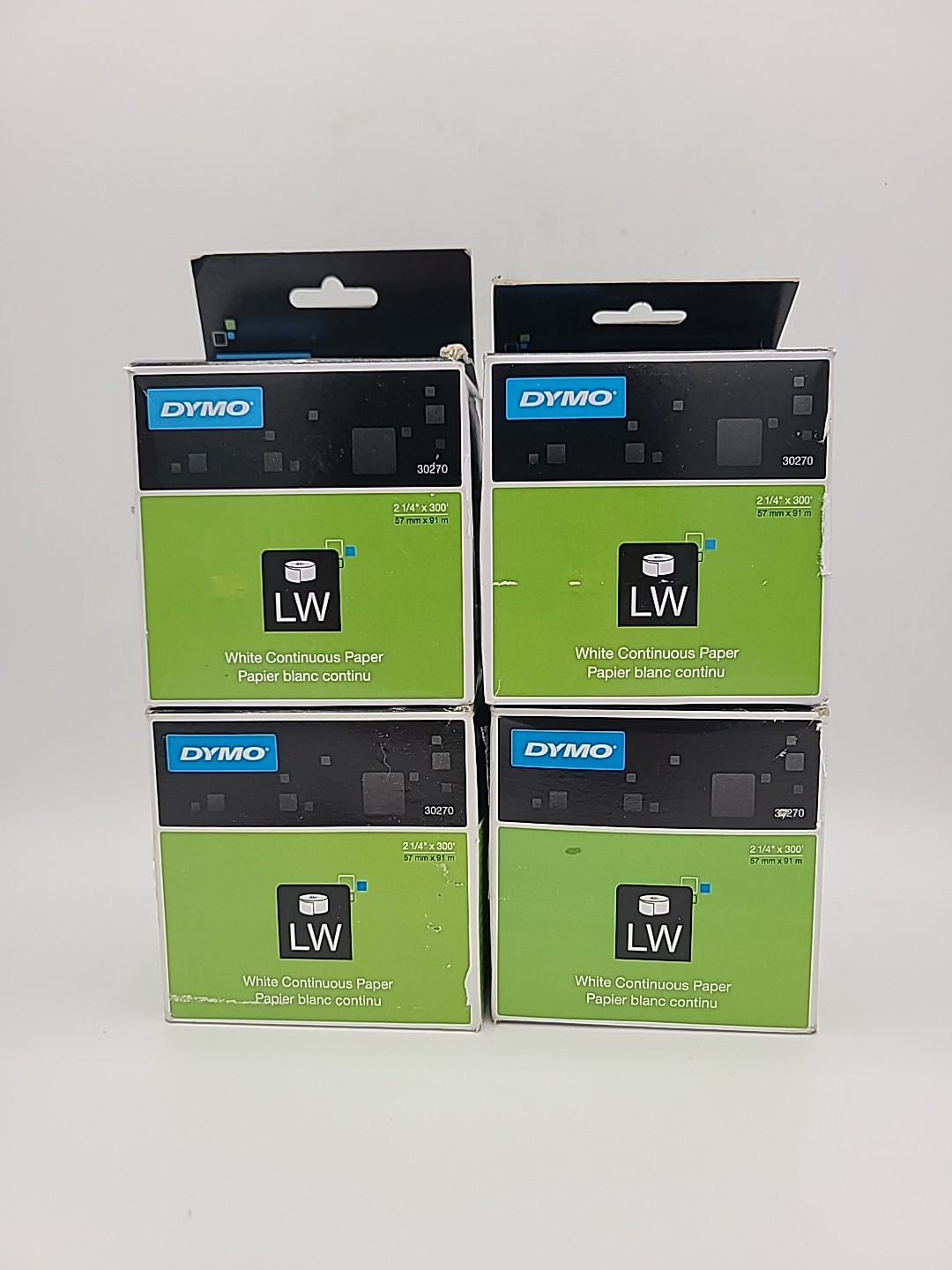 Lot (4) Genuine DYMO 30270 LW Continuous Receipt Paper White 2-1/4″ x 300′ Rolls