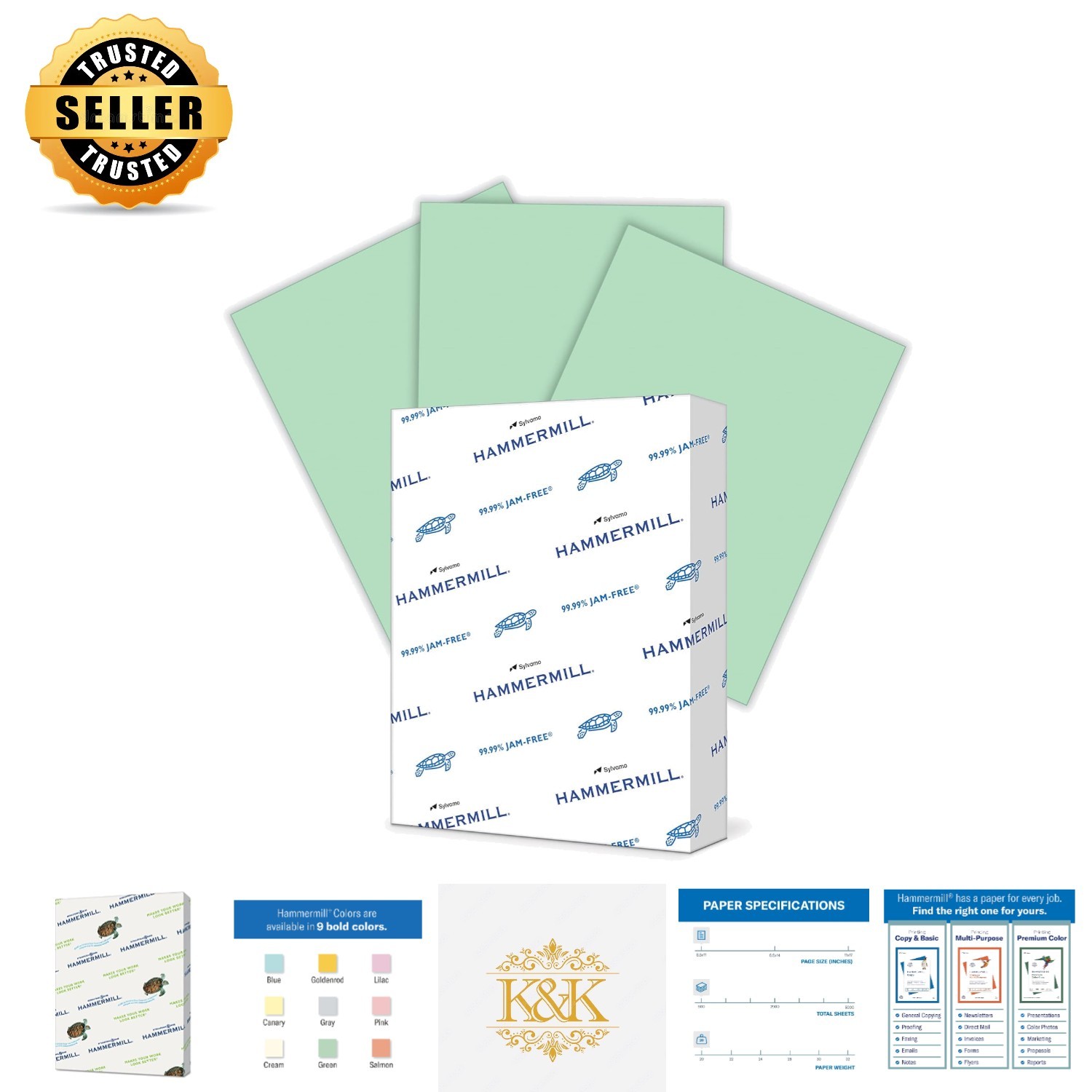 Sustainable 20lb Green Copier Paper, 8.5 x 11, 500 Sheets – Jam-Free Assurance