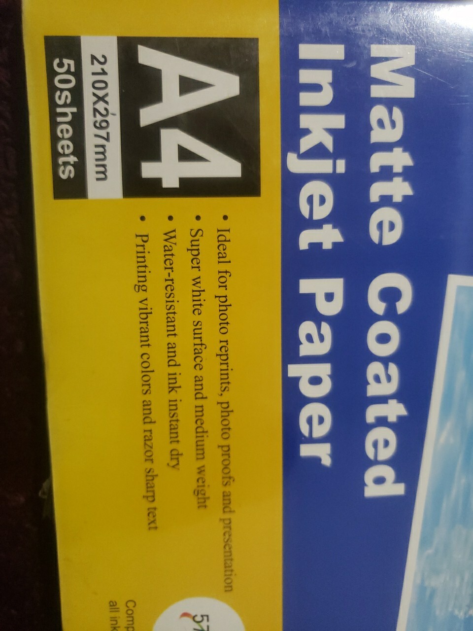 FULL COLORS A4 MATTE COATED INKJET PAPER 108g/m -50Sheets