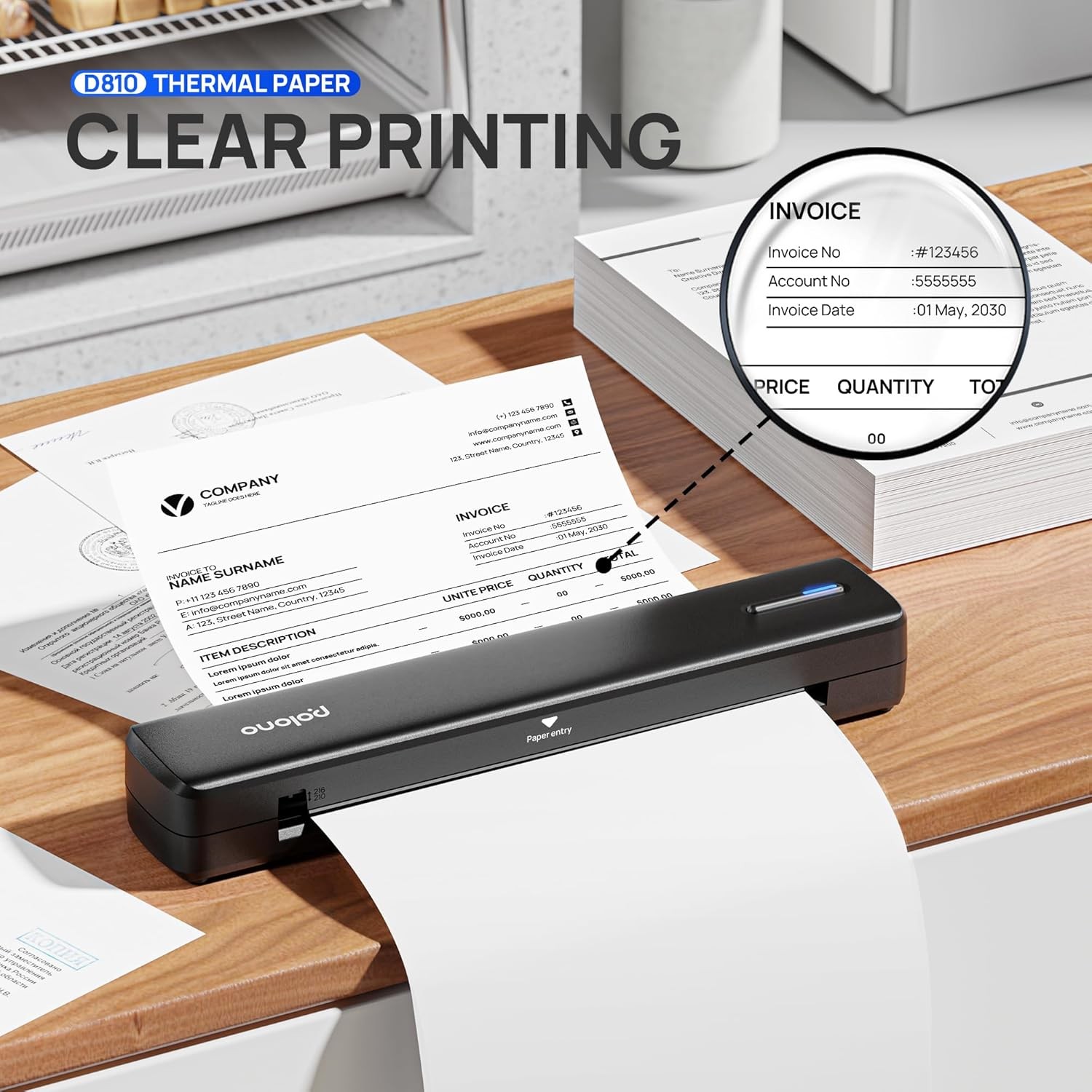 POLONO D810 Thermal Printer Paper 8.5 x 11 Inch, Advanced 200 Sheets, white