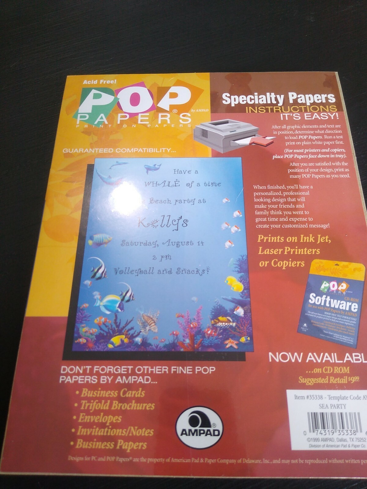“POP” Specialty Papers “Sea Party” Bordered Printer Paper 100 Count