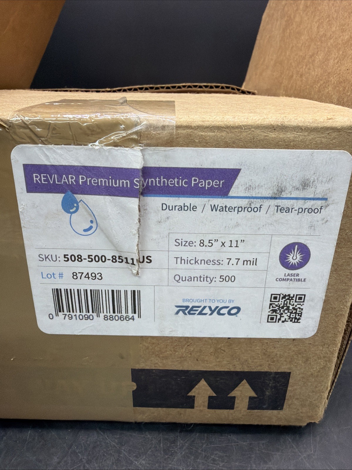 Revlar 500 Sheets Premium Waterproof Synthetic Paper 7.7mil 8.5” x 11”