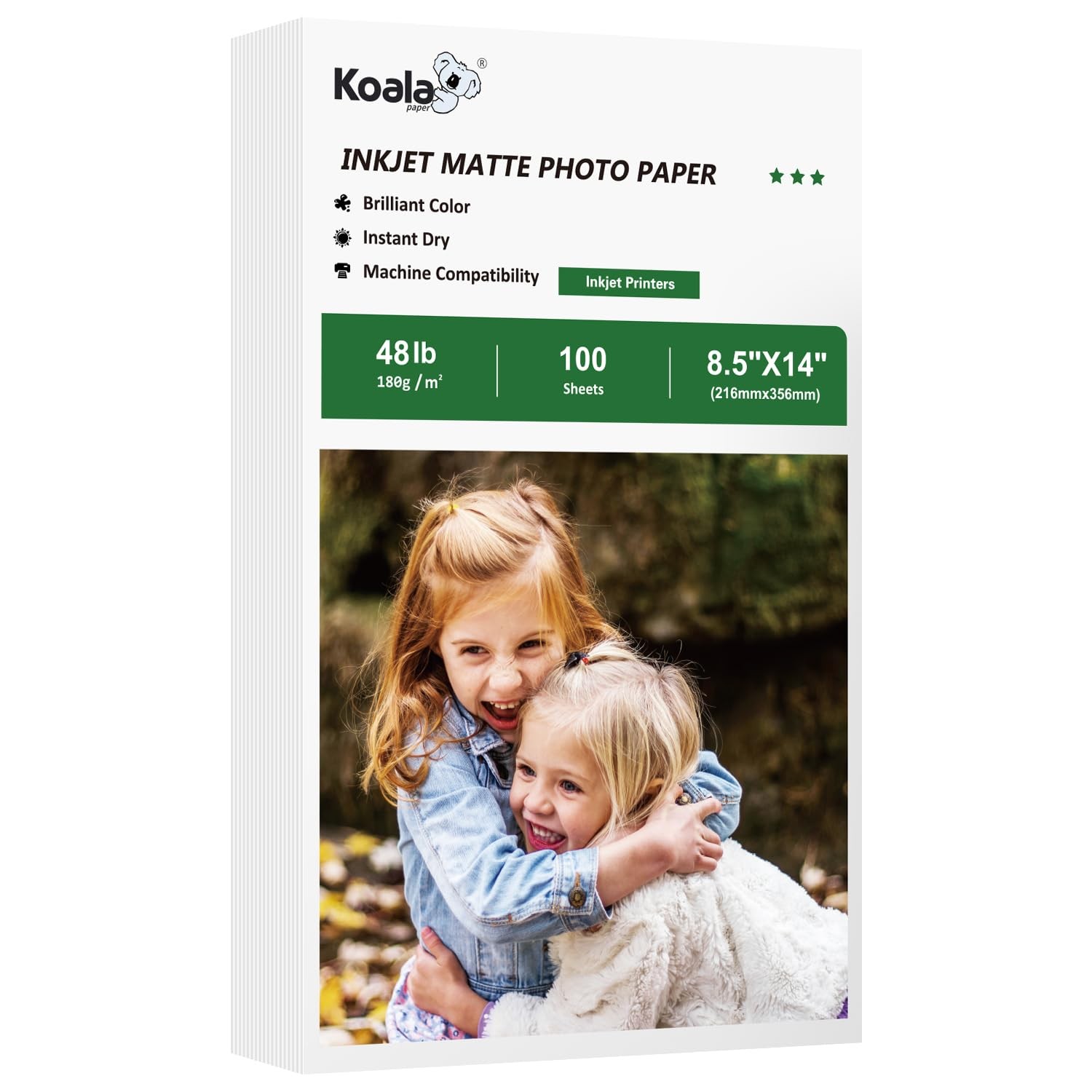100 Sheets Koala Matte Coated Photo Paper 8.5×14 Inch Legal Size 48LB