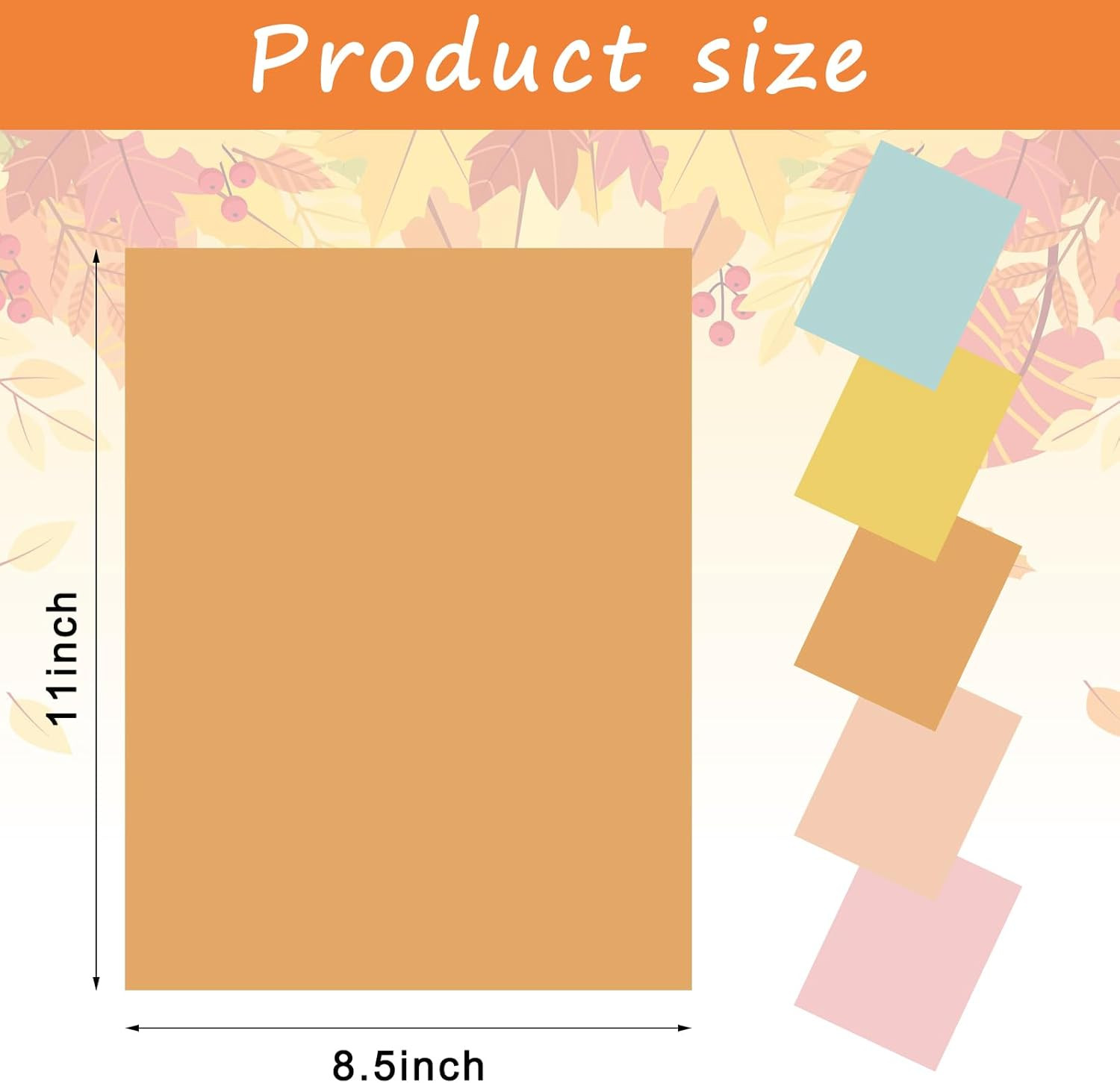 50 Sheets Assorted Fall Colors Card Stock Paper Pink Blue Orange Yellow Scrapboo