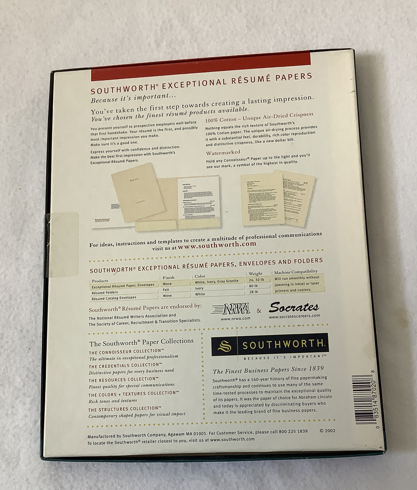 Lot Of Southworth Resume Paper White /envelope 24 lb Weight 100 Sheets