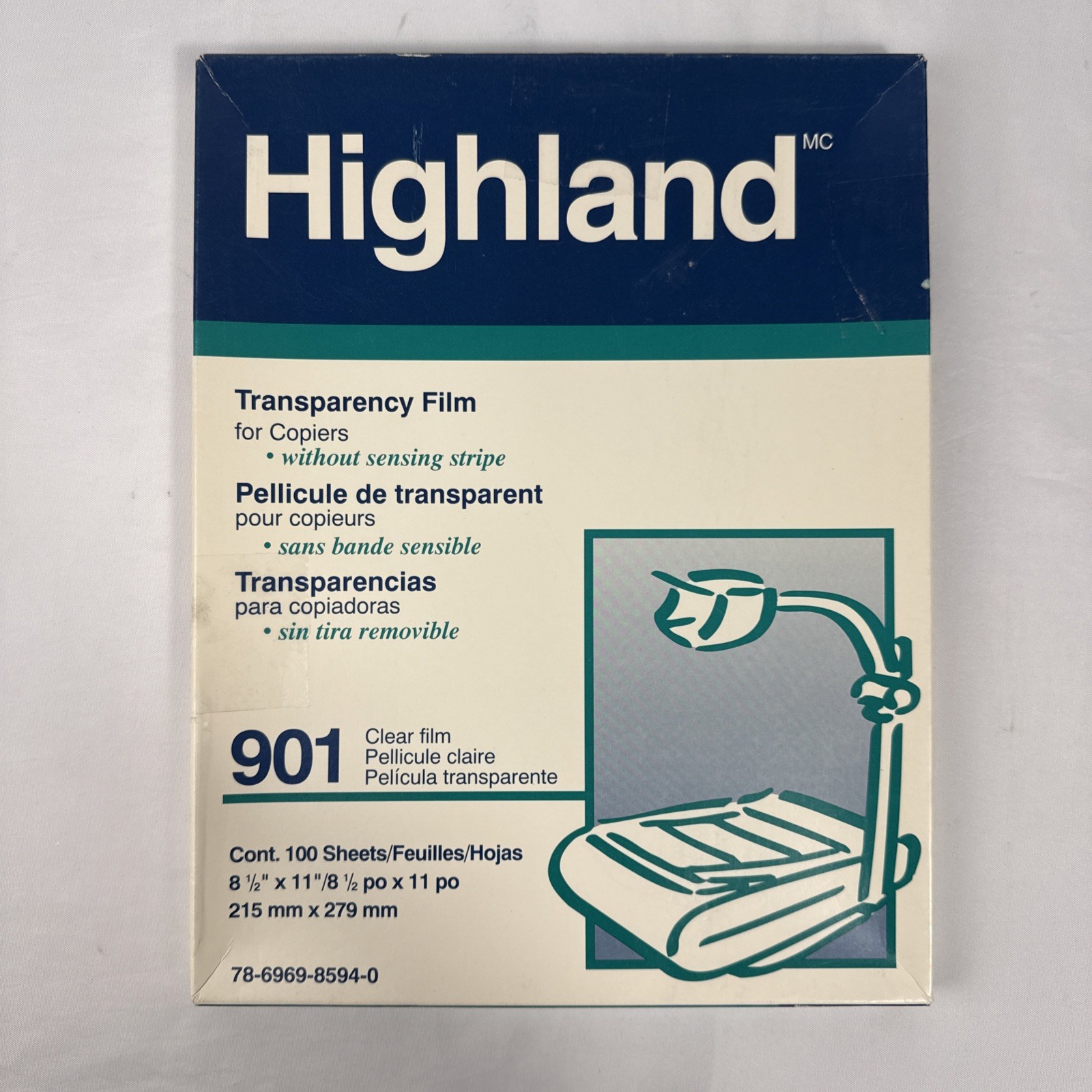3M Highland 901 Transparency Film for Copiers 8.5″x11″100 Sheets UPC:51125073271