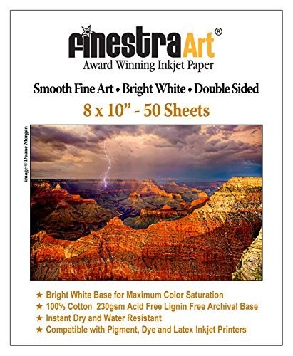8″ X 10″ Smooth Fine Art Bright White Double Sided – 50 Sheets