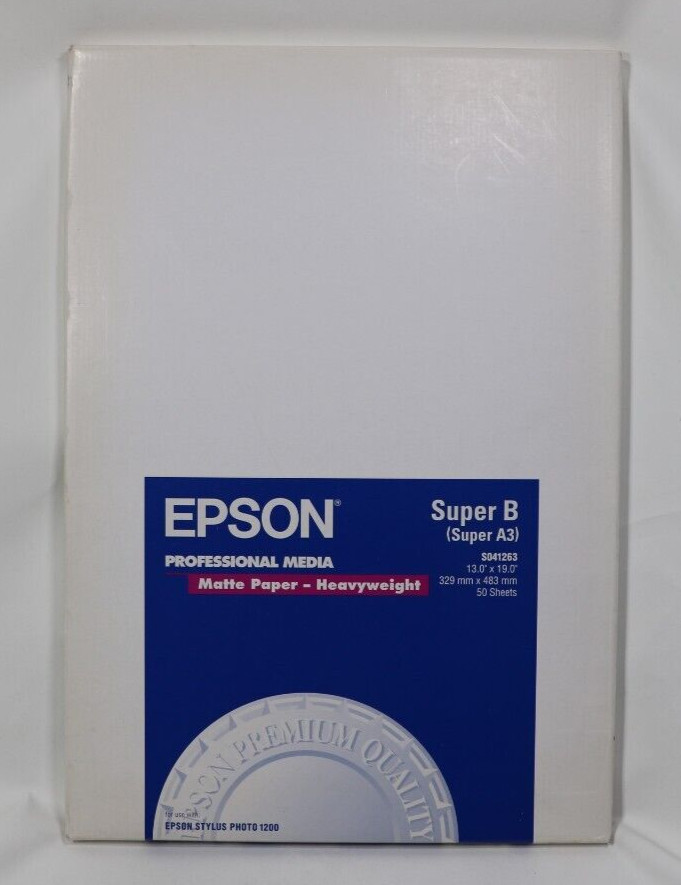 Epson S041263 Glossy Photo Paper, 52 lbs., Matte, 13 x 19 (Pack of 50) NEW