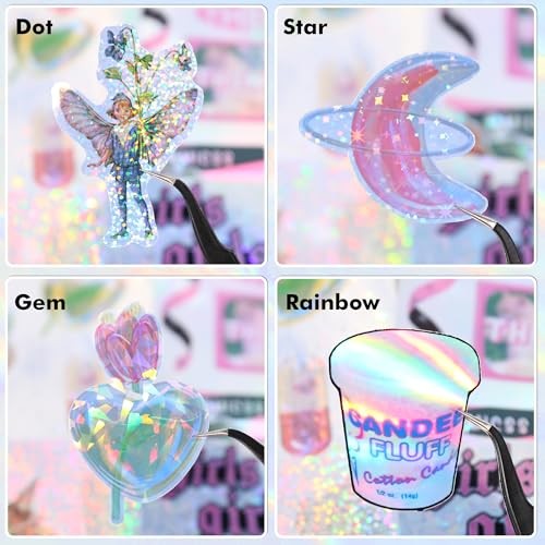 Holographic Sticker Paper – Dimond/Rainbow/Dots/Stars, 20 Sheets | for Inkjet