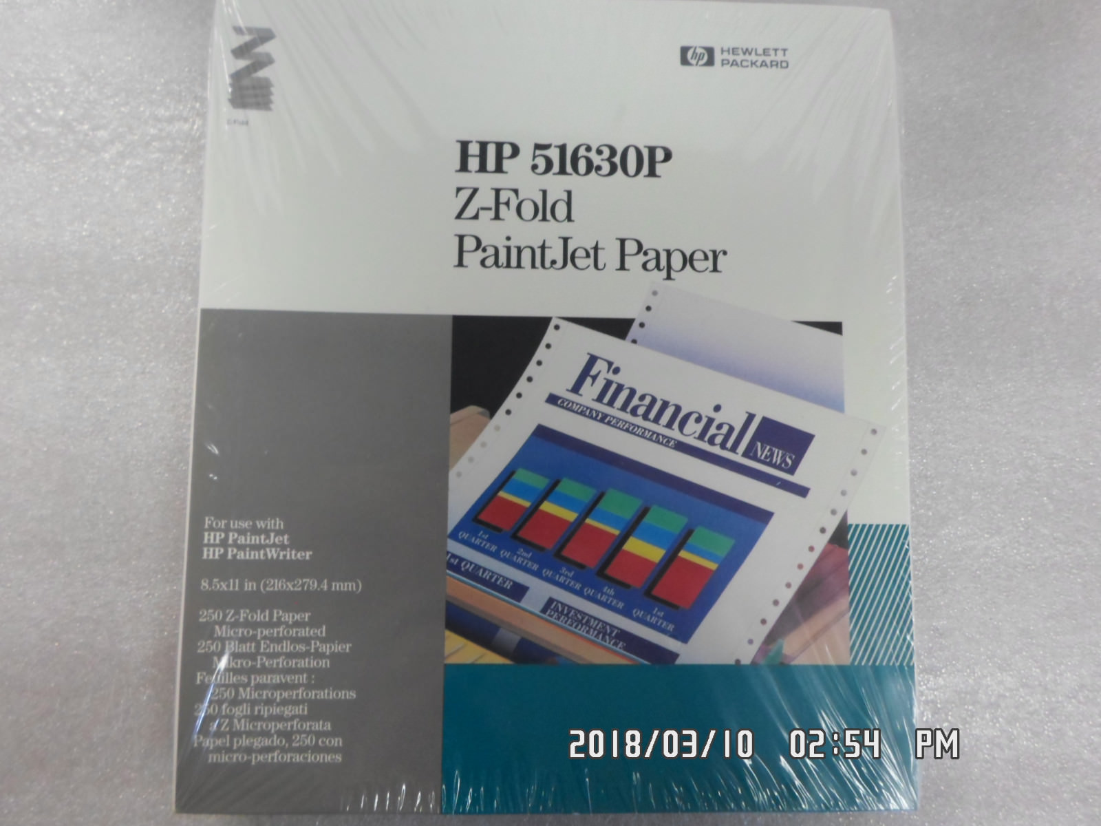 New HP 51630P Z-Fold PaintJet Paper